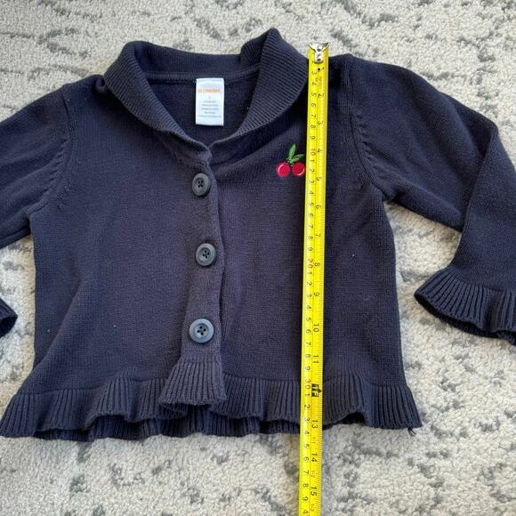 Gymboree Toddler Navy Cherry Cardigan Size 3 - Picture 4 of 5